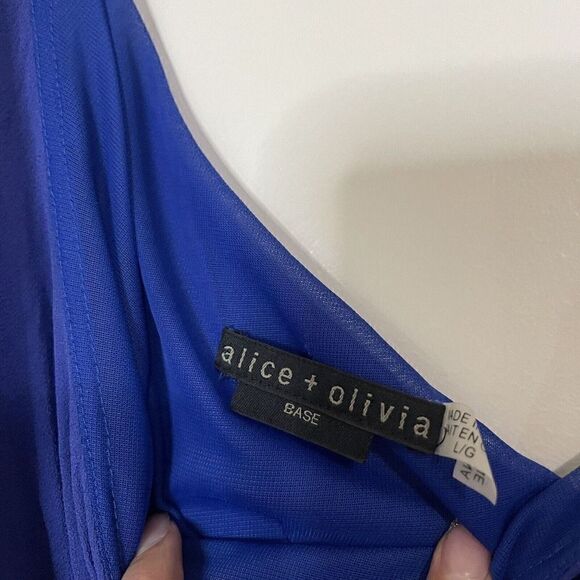 ALICE + OLIVIA Blue Silk chiffon one shoulder mini dress size US Large - Picture 3 of 6